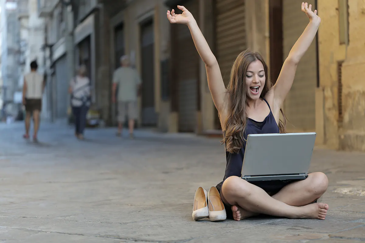 Confident person in chaotic city, symbolising personal empowerment